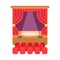 Color icon of the theater. the curtain and spotlight shines on the stage.