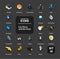 Color icons set in flat isometric illustration style, vector collection