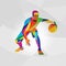 Color illustration of basketball player, vector