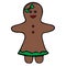 Color illustration of a gingerbread man. Shortbread. Girl. Colorless background. Christmas. New Year