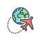 Color illustration icon for Abroad, overseas and exotic