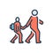 Color illustration icon for Accompany, school dropping and walk