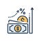 Color illustration icon for Accrual, currency and wage