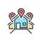 Color illustration icon for Address, location and locale