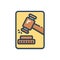 Color illustration icon for Adjudicate, justice and lawsuits