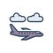 Color illustration icon for Airplane, aeroplane and plane