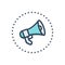 Color illustration icon for Announcements, declaration and megaphone