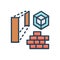 Color illustration icon for Architecture, house and brick