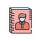 Color illustration icon for Authorship, blogging and binder