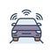 Color illustration icon for autonomous car, transport and wifi