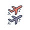 Color illustration icon for Aviation, plane and aeroplane