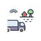 Color illustration icon for Away, far and truck