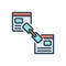 Color illustration icon for Back Link Optimization, connect and linkage