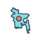 Color illustration icon for Bangladesh, map and land