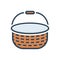 Color illustration icon for Basket, handle and empty