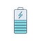 Color illustration icon for Battery indicator, powerful and electricity