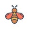 Color illustration icon for Bee, honey and fly