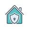 Color illustration icon for besides, secure and house