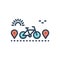 Color illustration icon for By, bicycle and pedal