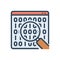 Color illustration icon for Binary Data Search Symbol, storage and technology