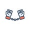 Color illustration icon for Bind, handcuffs and shackles