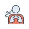 Color illustration icon for Breathe, inhale and respire