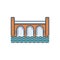 Color illustration icon for Bridge, viaduct and construction