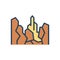 Color illustration icon for Canyon, valley and hill