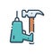 Color illustration icon for Carpentry Service, drill and machine