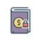 Color illustration icon for certain, privacy and padlock