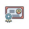 Color illustration icon for Certificate, qualification and document