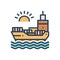 Color illustration icon for Chartering, ocean and sea