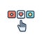 Color illustration icon for Choices, option and preference