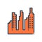 Color illustration icon for Citycenter, city and center
