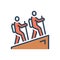 Color illustration icon for Climb, mountain and hiking