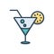 Color illustration icon for Cocktail lime, beverage and food