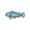 Color illustration icon for Cod, fish and trout