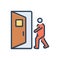 Color illustration icon for Come, door and enter