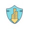 Color illustration icon for Condo insurance, accommodation and mortgage
