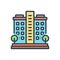 Color illustration icon for Condos, multistory and building