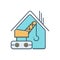 Color illustration icon for Construction Services, crane and home