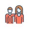 Color illustration icon for Couple, duet and spouse