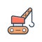 Color illustration icon for Crane, bulldozer and construction