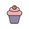 Color illustration icon for Cupcake, cup and bakery