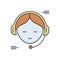 Color illustration icon for Customer support, service and telemarketing