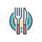 Color illustration icon for Cutlery, silverware and dinnerware