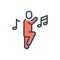 Color illustration icon for Dancing, shindig and dance