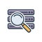 Color illustration icon for Data find, search and database