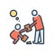 Color illustration icon for Decency, respect and chivalry