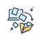 Color illustration icon for Dematerialization, integration and filetransfer